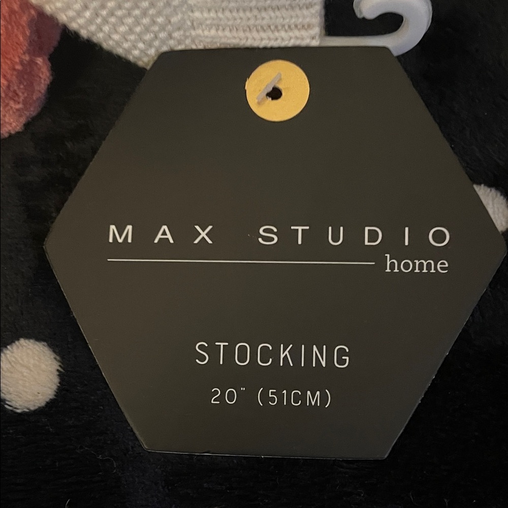 3 Max Studio Home Multi-Color Pom Pom - Cream Background Stocking NEW